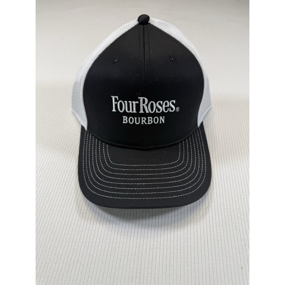 Four Roses Bourbon Trucker Hat Black White Mesh Snapback New